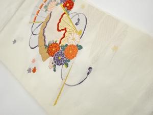 リサイクル　扇に菊模様織出し名古屋帯